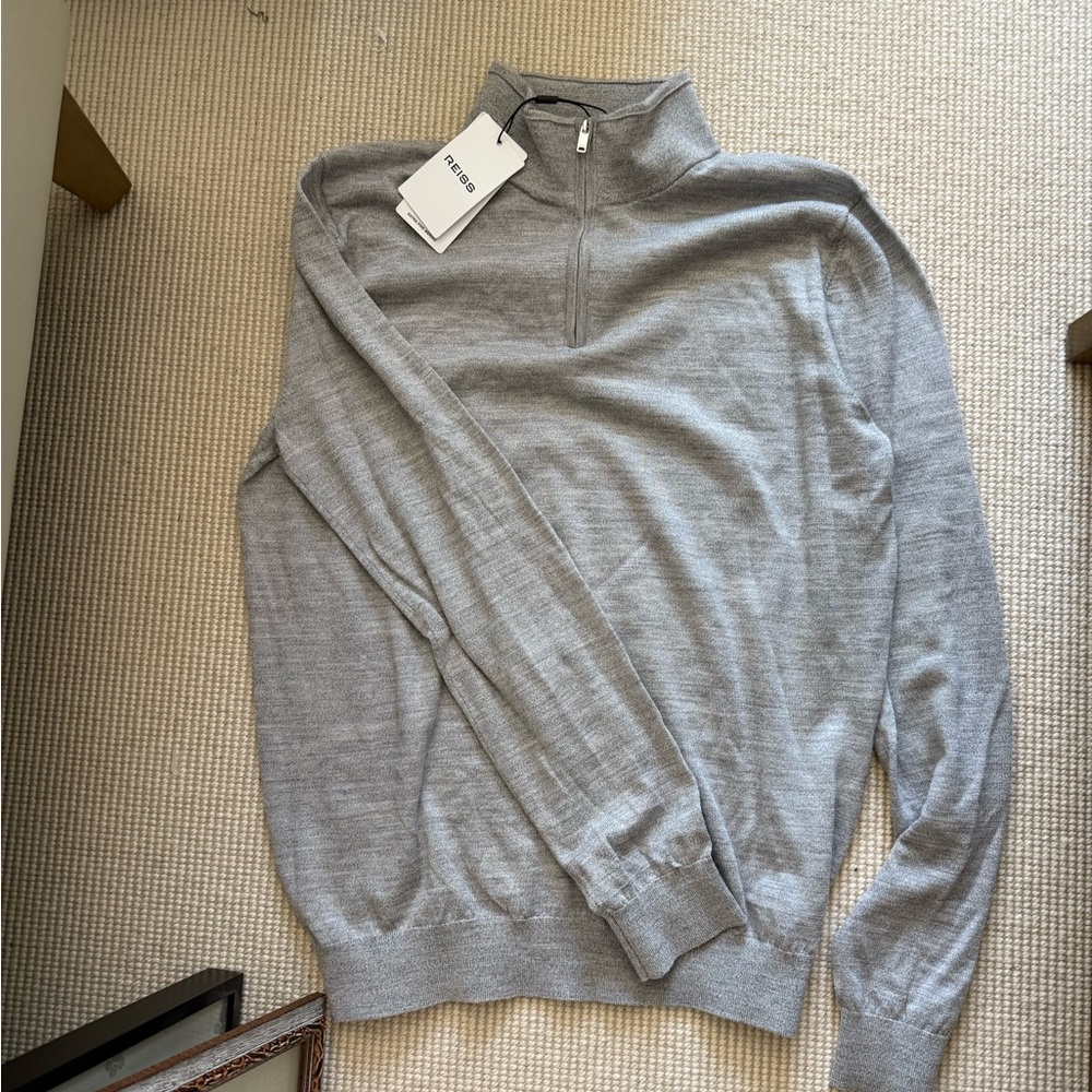 Reiss Gray Zip Up Sweater
